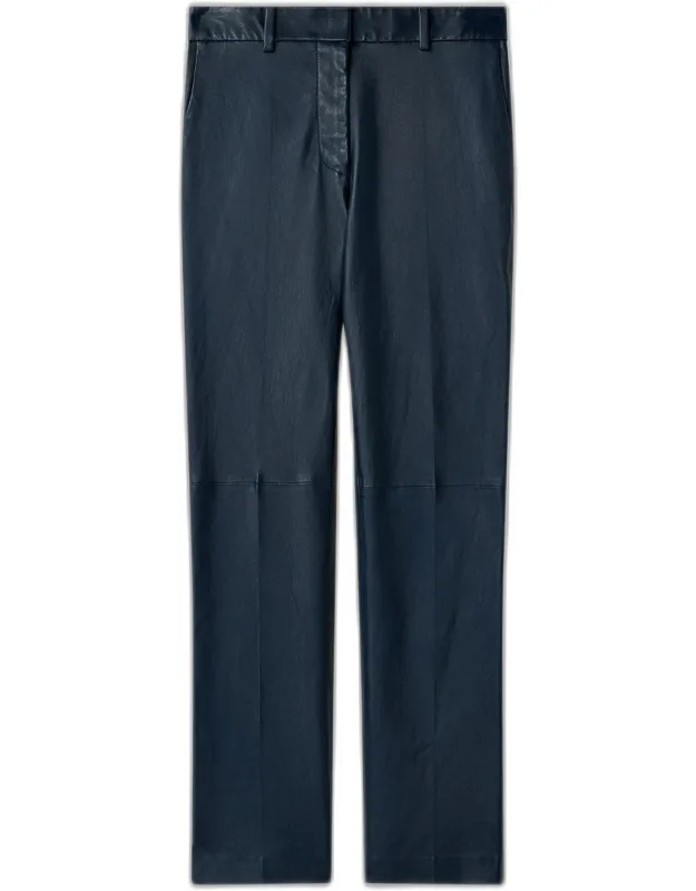 Long Leather Stretch Trousers