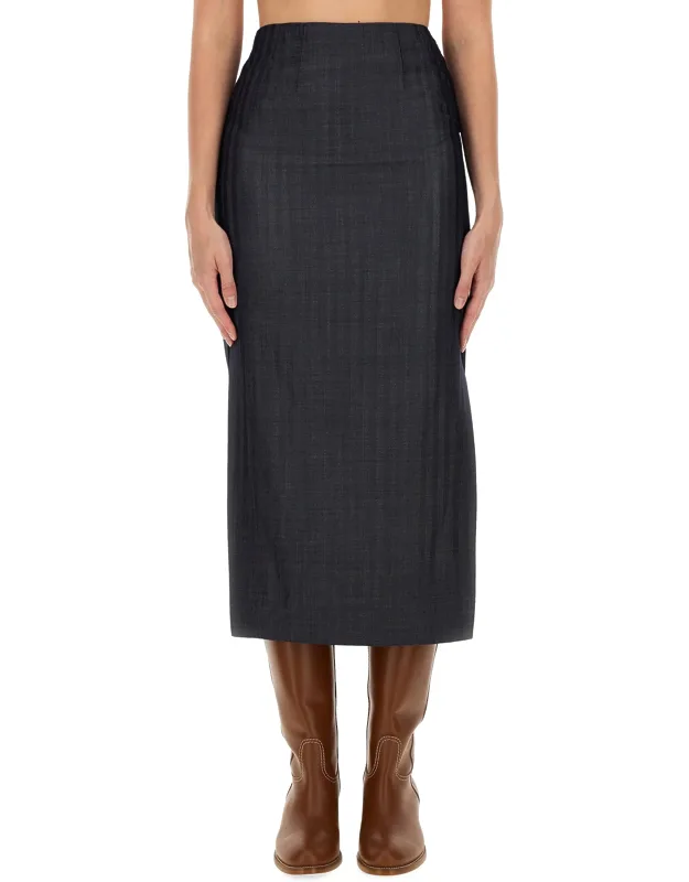 Wool Blend Pencil Skirt