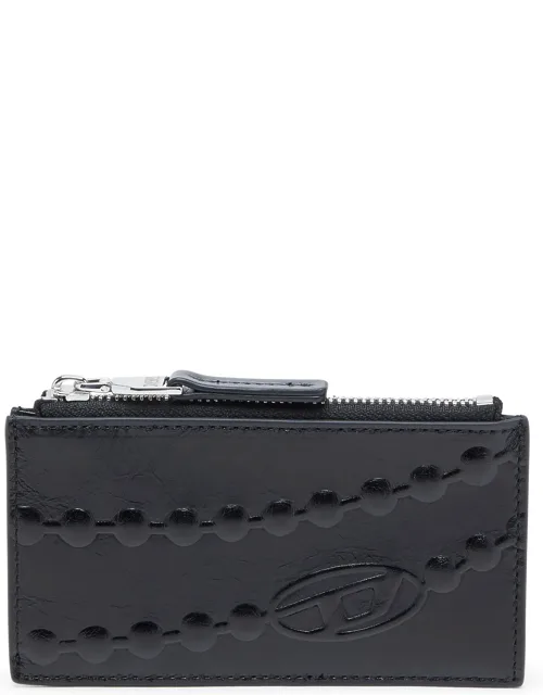 Leather Card Holder With Embossed Chain Motif