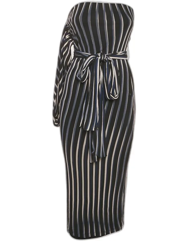 Striped Structured Sash Dress