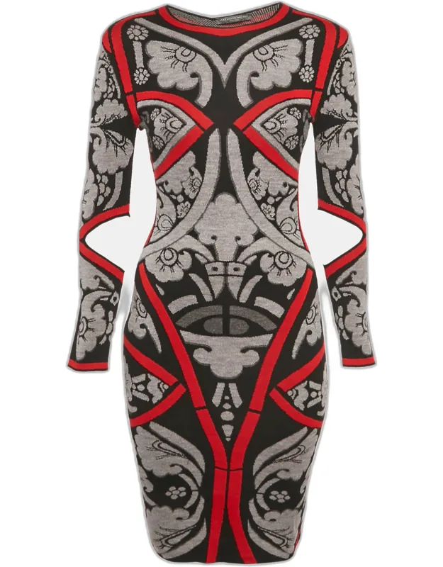 Jacquard Wool Knit Bodycon Dress