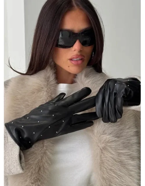 Faux Leather Stud Detail Gloves