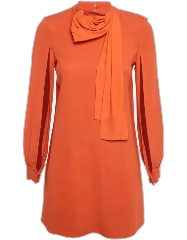 Crepe Neck Drape Detail Mini Dress