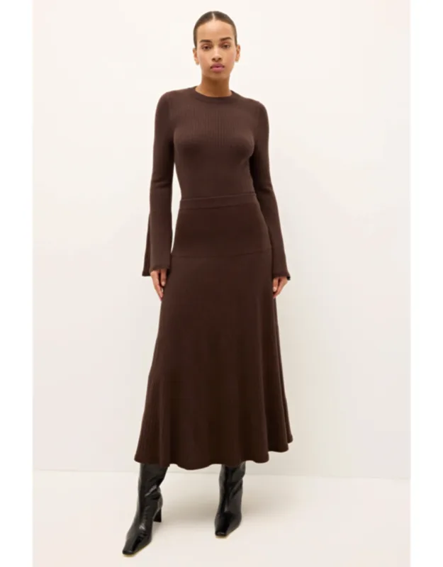 Kaylan Skirt - Fitted Maxi With Drop Waist Rib Yoke