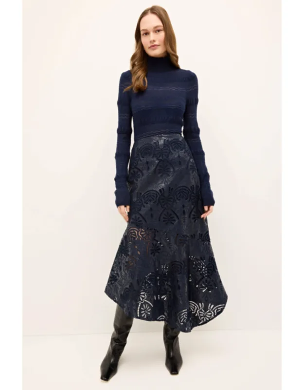 Casey Skirt With Asymmetrical Hem And Laser Cut Texture