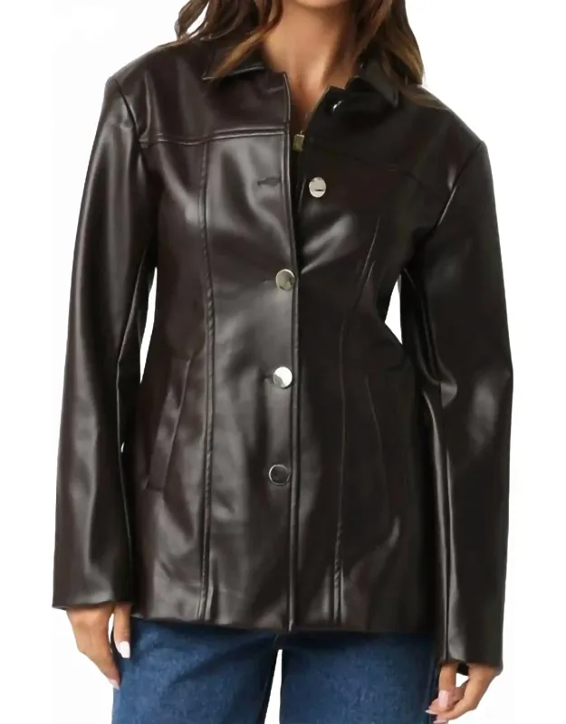 Faux Leather Blazer Jacket