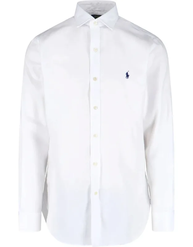 Logo Shirt With Classic Collar And Long Sleeves