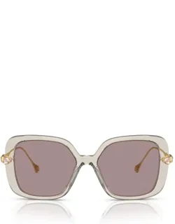 Swarovski Rectangular Transparent Light Brown Metal/acetate Sunglasses