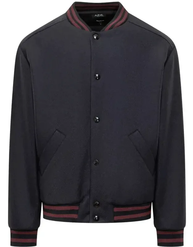 Wool Bomber Jacket With Striped Details