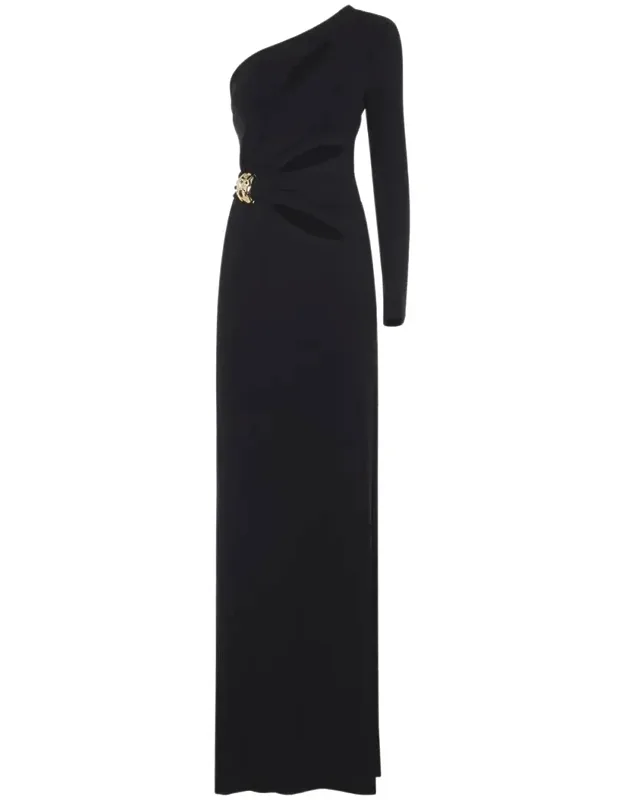 Dress With Asymmetric Collar And Side Zipped Fastening
