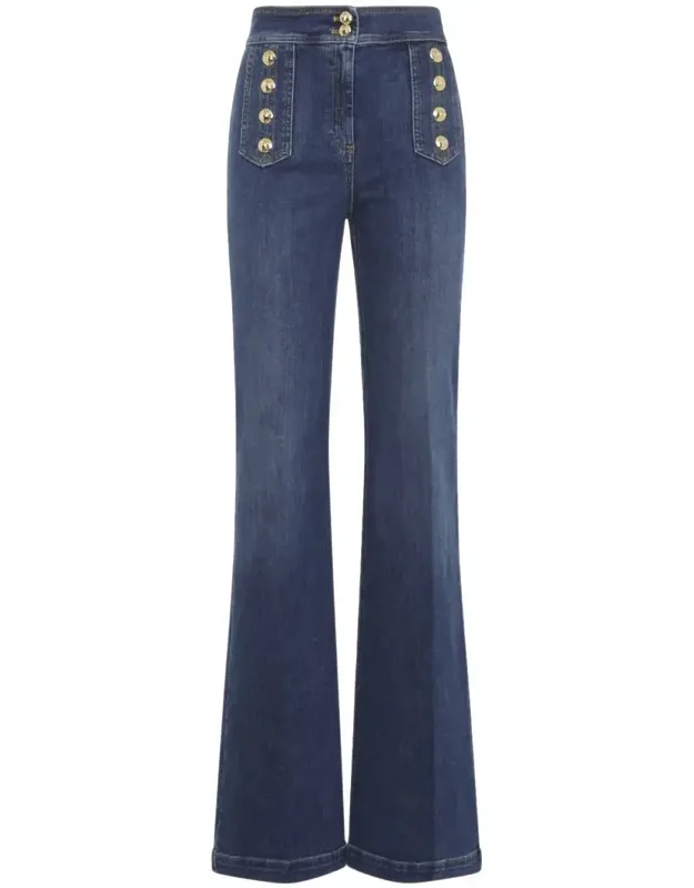 Jeans Flared Leg Overwashed Design