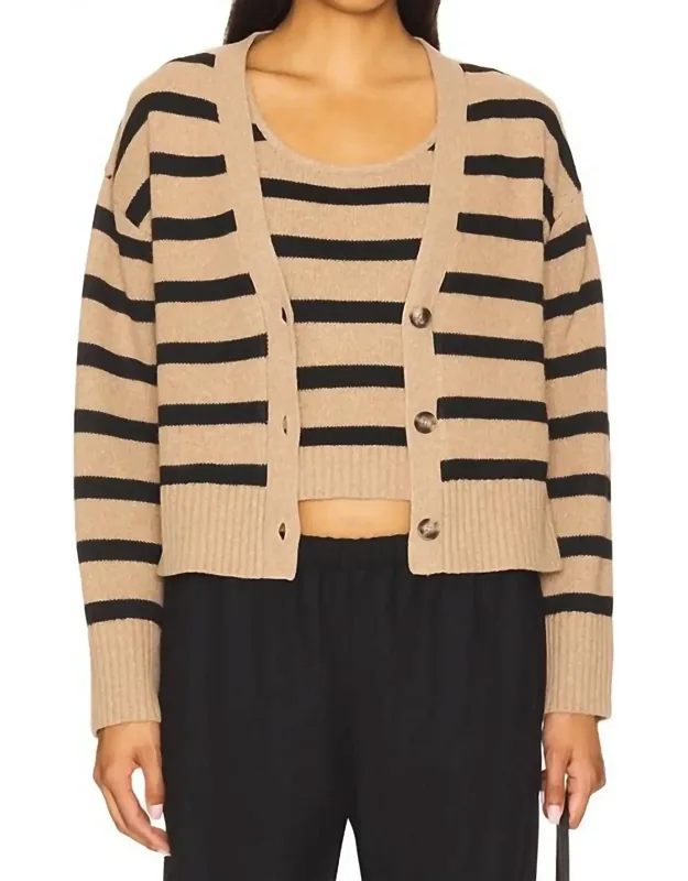 Cardigan Set In Stripe