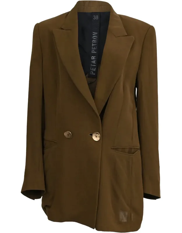 Double-breasted Blazer With Pockets In Wool