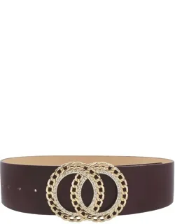 Double Circle Chain And Rhinestone Trim Design Belt