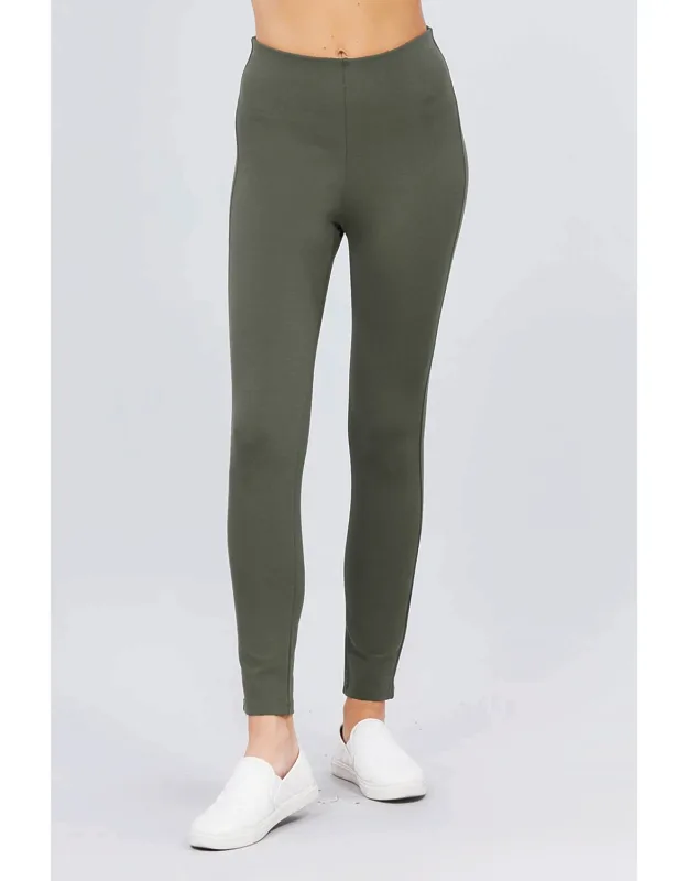 Waist Elastic Band Ponte Pants - Comfortable Elastic Waistband, Soft Ponte Fabric