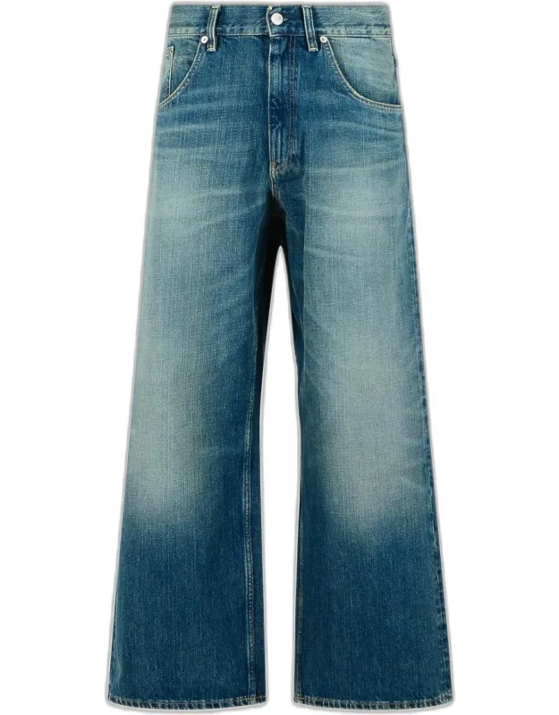 Super Wide Vintage Deep Blue Cotton Jeans