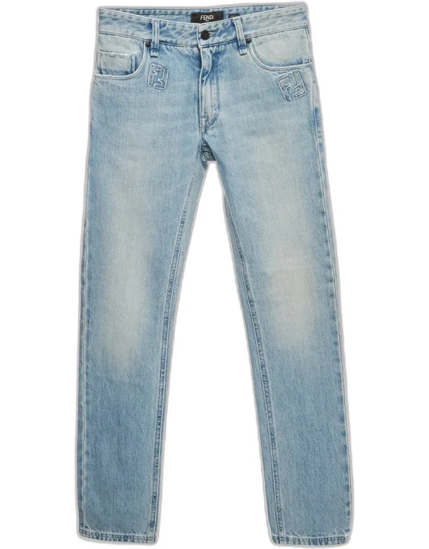 Zucca Applique Denim Slim Fit Jeans