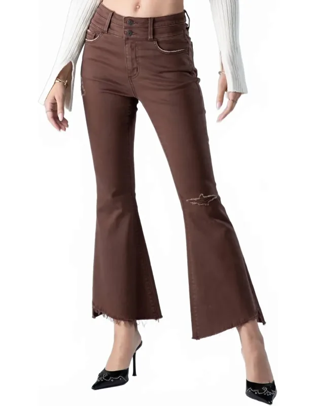High Rise Distress Flare Jeans