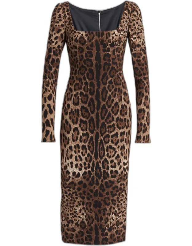 Leopard-print Midi Dress