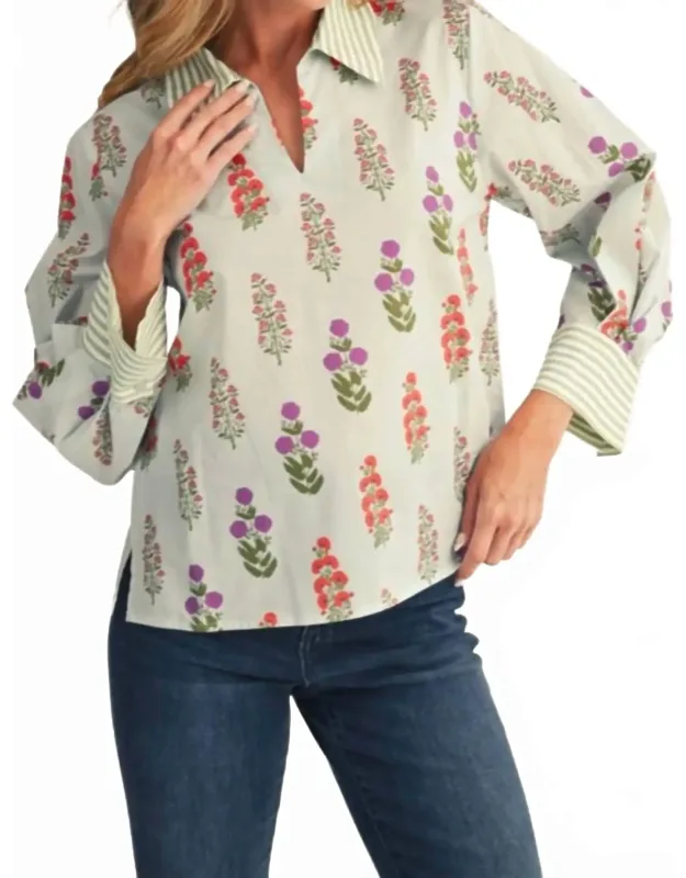 Floral Band Neck Top