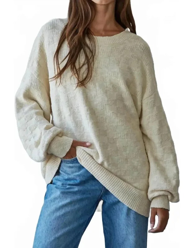 Checkered Knit Pullover