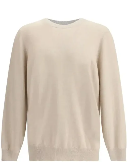 Knitwear With Ribbed Crew Neck And Cuffs