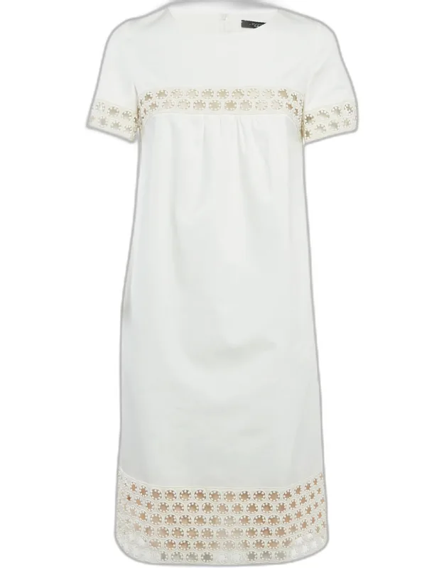 Gabardine Lace Insert Mini Dress