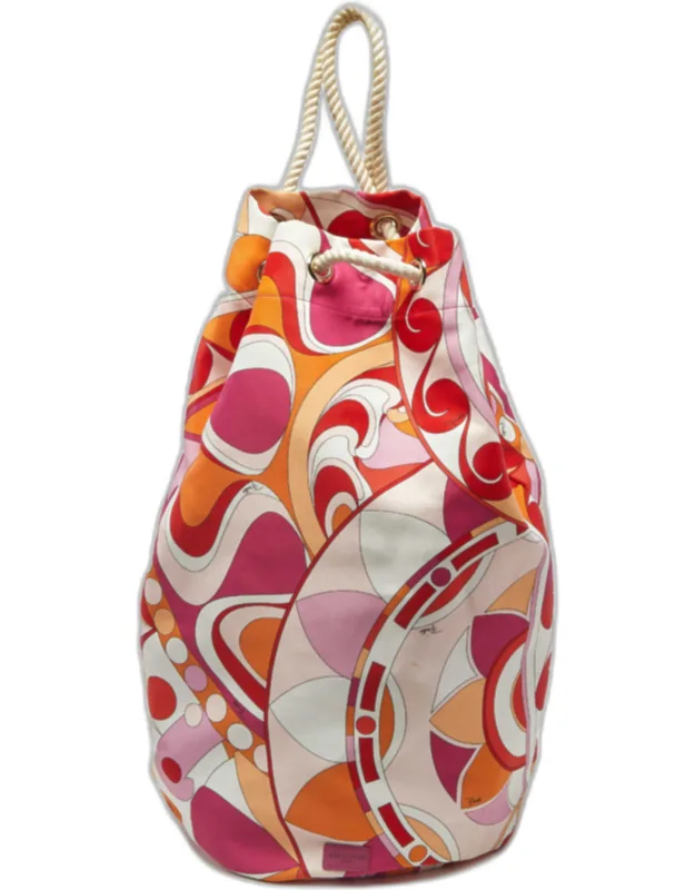 Rope Multicolor Printed Fabric Drawstring Backpack