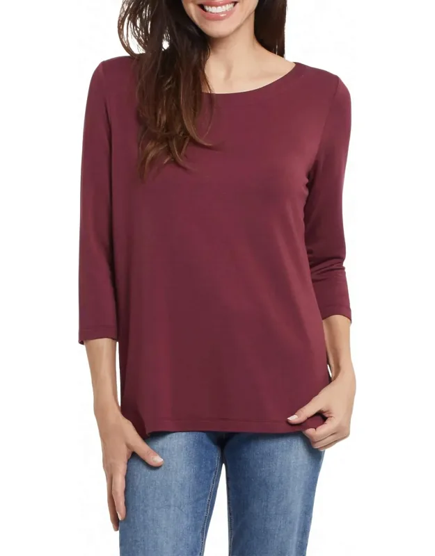 Boat Neck 3/4 Sleeve Top
