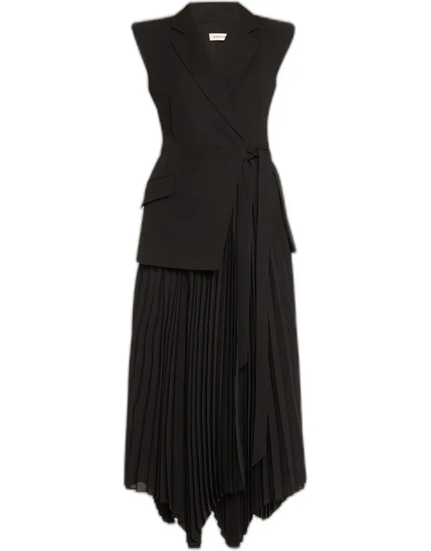 Combo Blazer Sleeveless Midi Dress