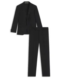 Micro-patterned Slim-fit Suit In Stretch Wool