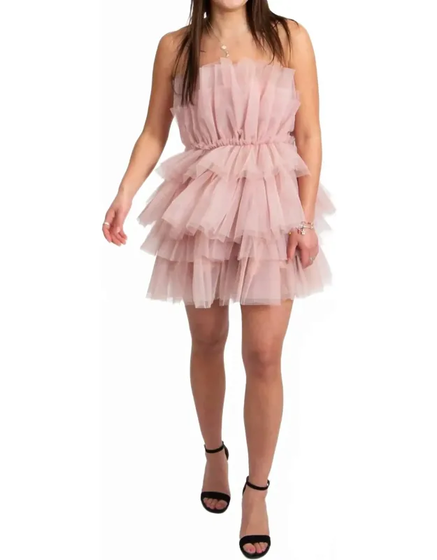 Tiered Tulle Strapless Mini Dress