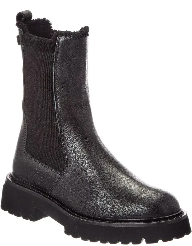 Oderico Leather Boot With Chic Fur Trim And Comfortable Insole