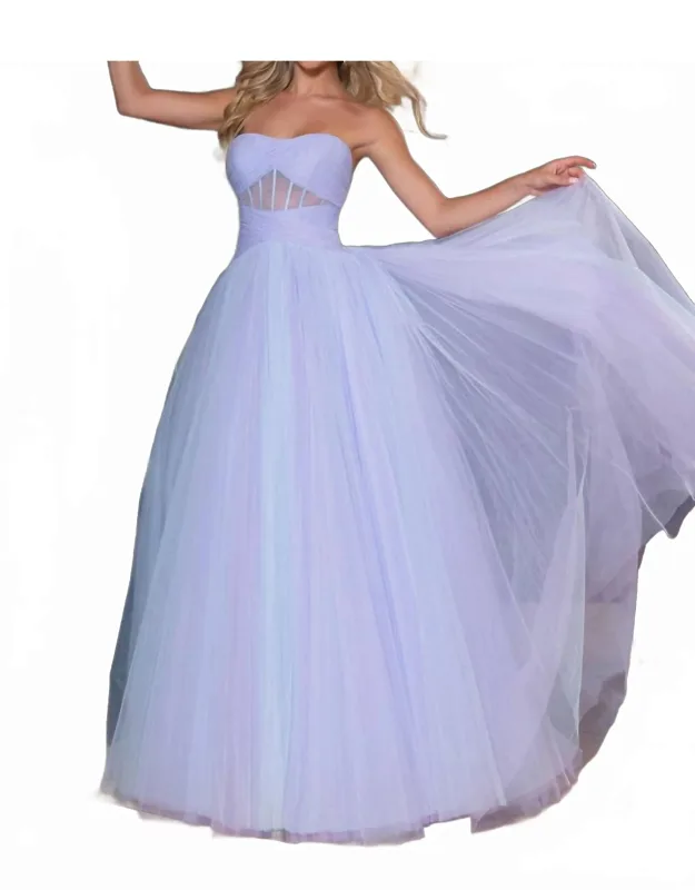 Pleated Tulle Prom Dress
