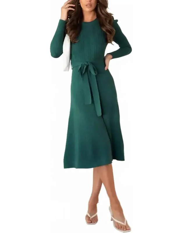 Tie Cocktail Cable Knit Midi Dress