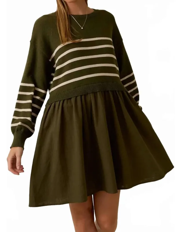 Striped Knit Combo Dress