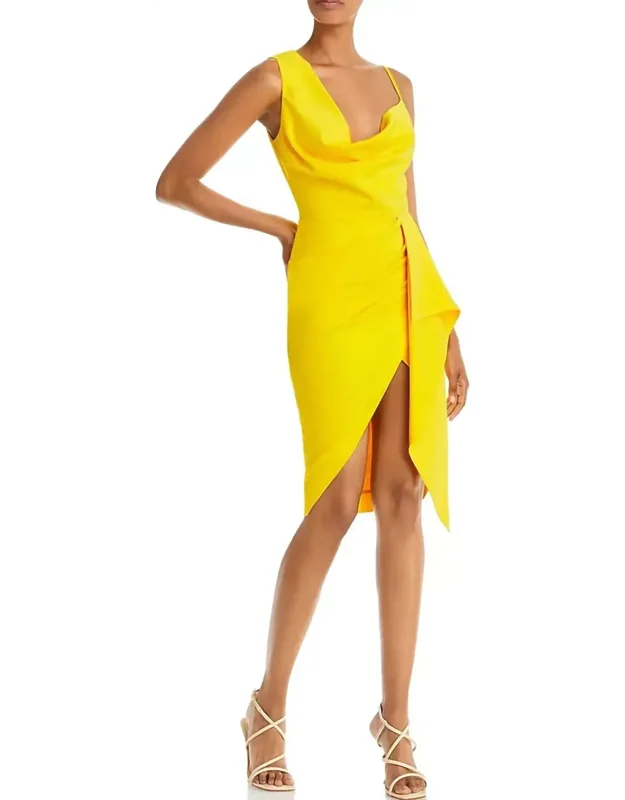 Asymmetrical Cowl Neck Dress