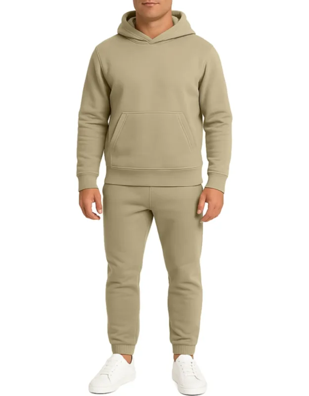Galaxy Essentials Relaxed Fit Heavyweight Fleece Pullover Hoodie & Sweatpants Jogging Set With Adjustable Drawstring Hood And Ribbed Cuffs