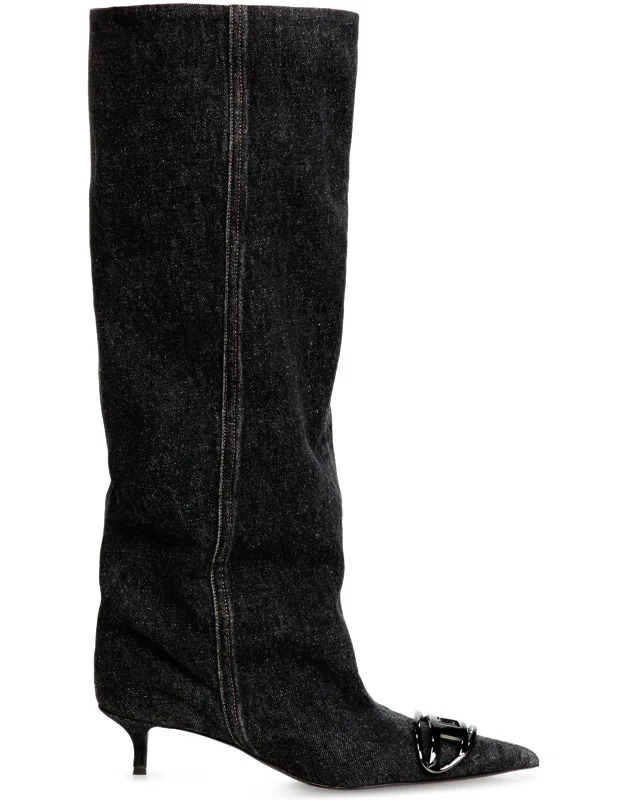 D-venus Slouchy Knee-high Boots In Denim