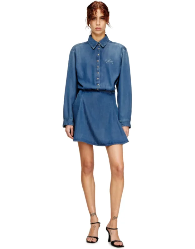 Denim Dress With Back Embroidery
