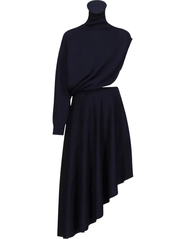 Cut-out Roll-neck Mini Dress