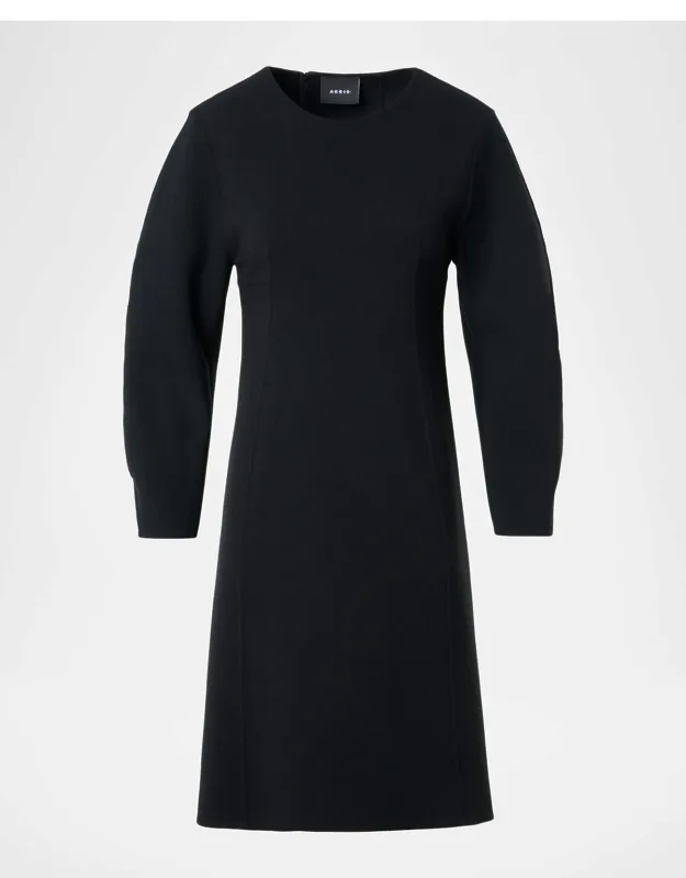 Wool Crepe Long-sleeve Mini Dress