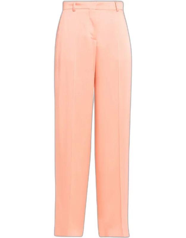 Dropped-waist Satin Straight-leg Trousers