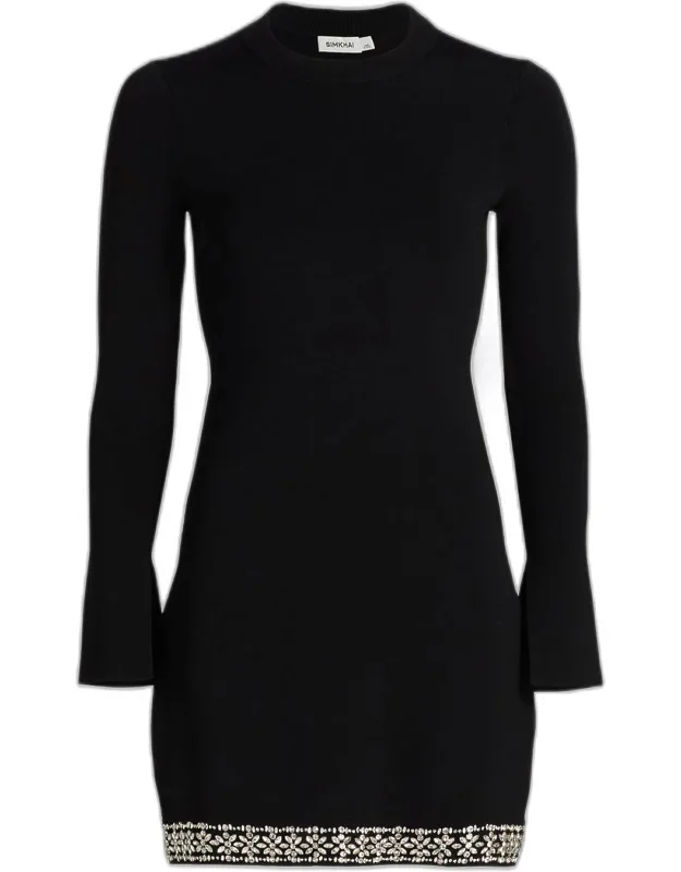 Embellished Knit Mini Dress