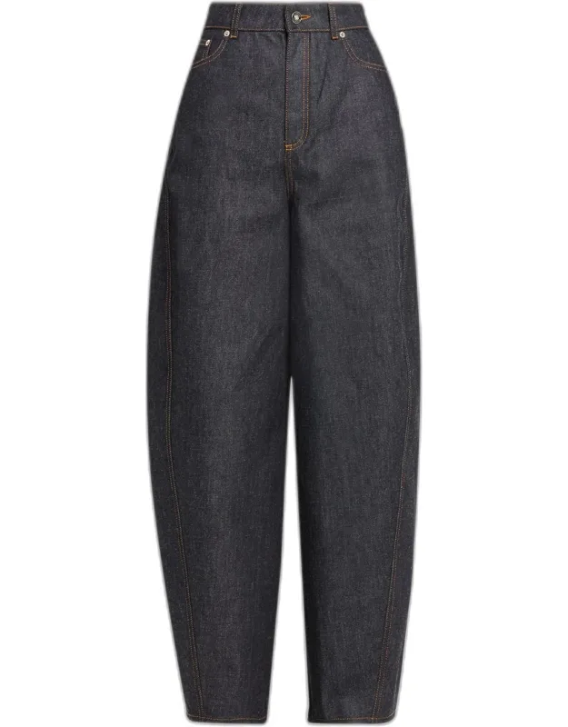 Denim Barrel-leg Cocoon Pants
