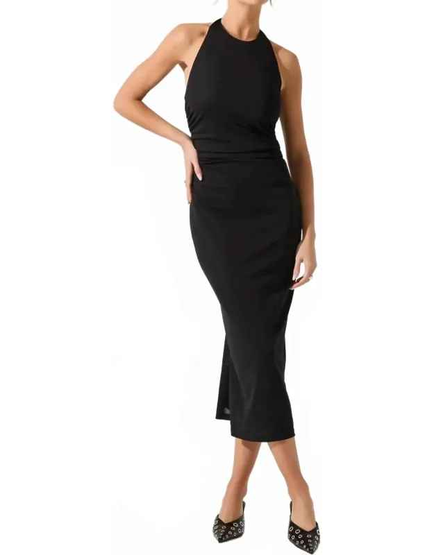 Zaira Dress - Bodycon Midi With Halter Neckline