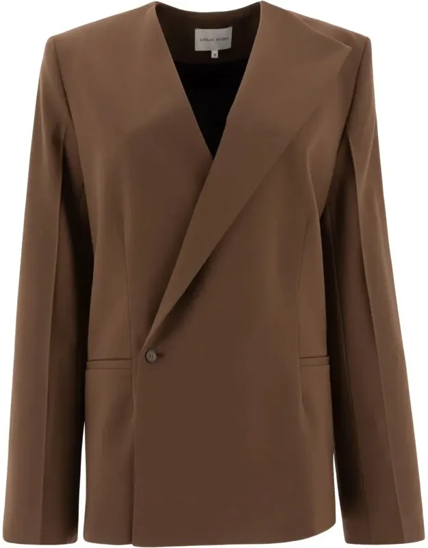 Asymmetrical Wool Twill Blazer