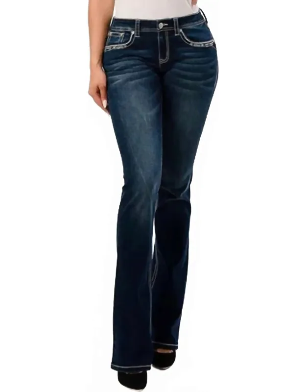 Mid-rise Sequin Embroidered Bootcut Jeans