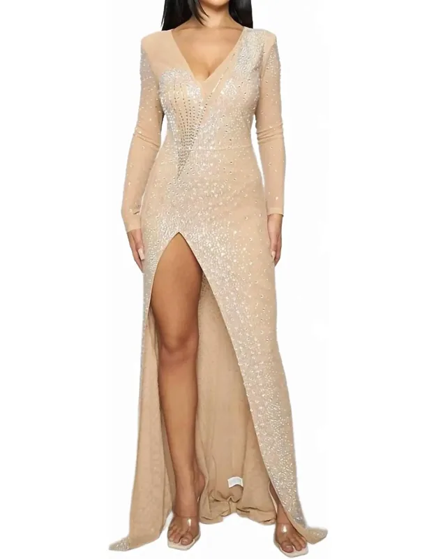 Rhinestone Fishnet Maxi Dress