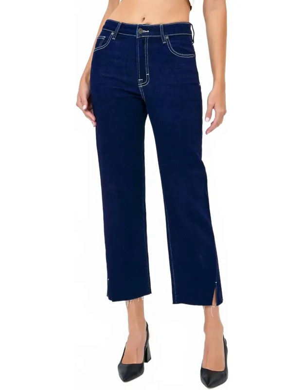 Hem Slit Cropped Jeans